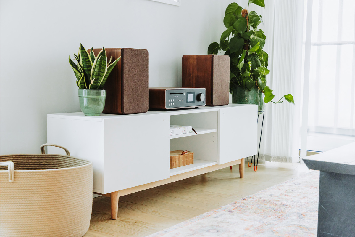Pure Classic Stereo HiFi-Audiosystem 100W DAB+ Bluetooth WLAN CD Coffee Black, Nußbaum