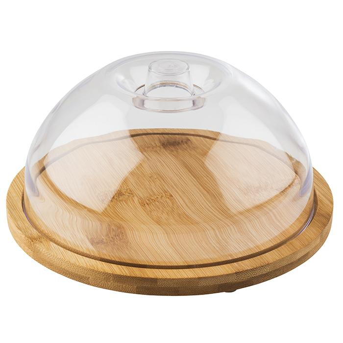 APS Bambus-Tablett mit Haube rund 205 mm Braun, Transparent