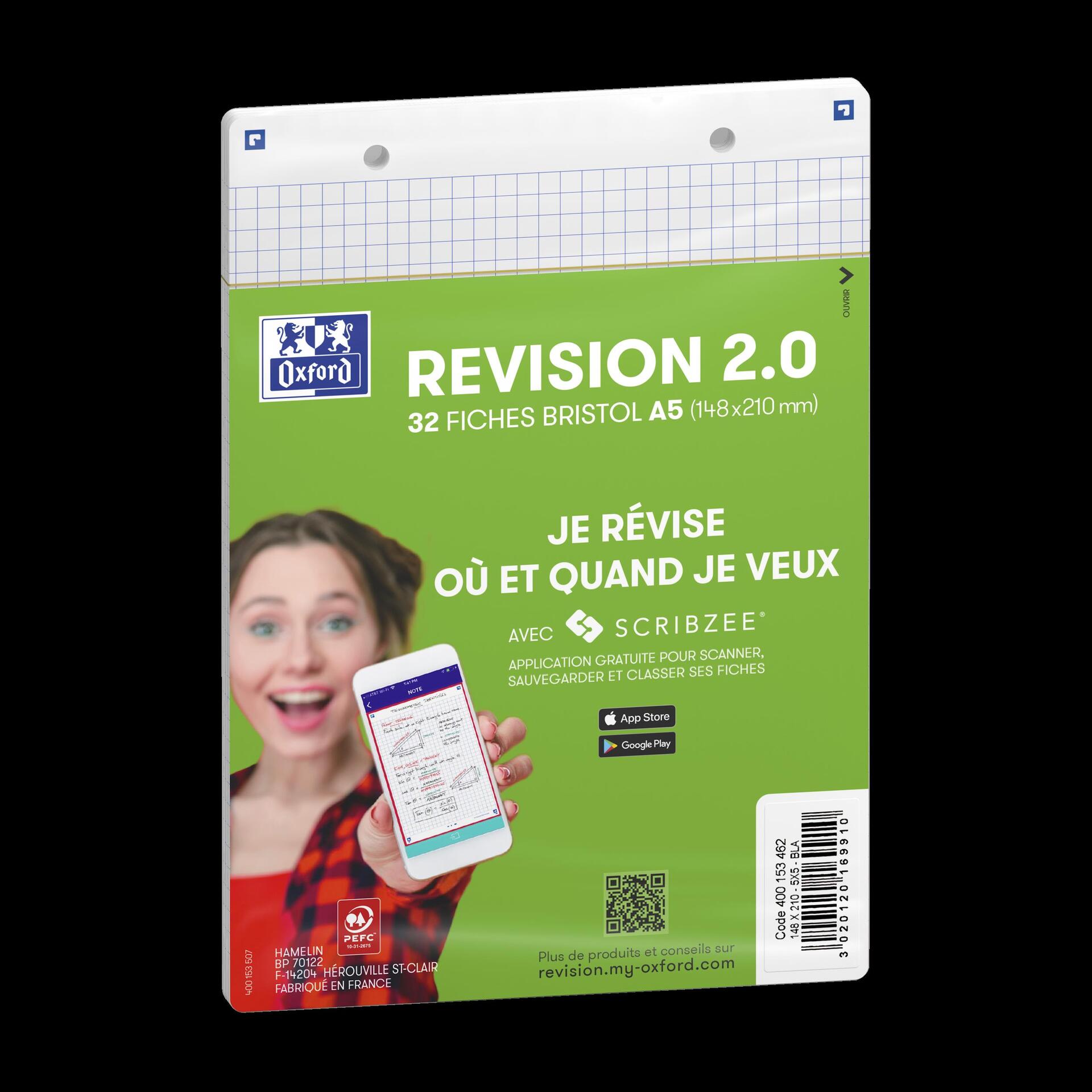 Oxford Fiches bristol REVISION 2.0, A5, bord de couleur 400153465 bei   günstig kaufen