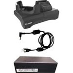 ZEBRA KIT - Single-slot and spare battery charging cradle kit for TC53 / TC58, TC53e / TC58e / TC53e-RFID devices without a rugged boot, Includes power supply (PWR-BGA12V50W0WW), DC cable (CBL-DC-388A1-01), and a black shim (SHIM-CRD-TC5-BLK), (CRD-NGTC5N-2SC1B)