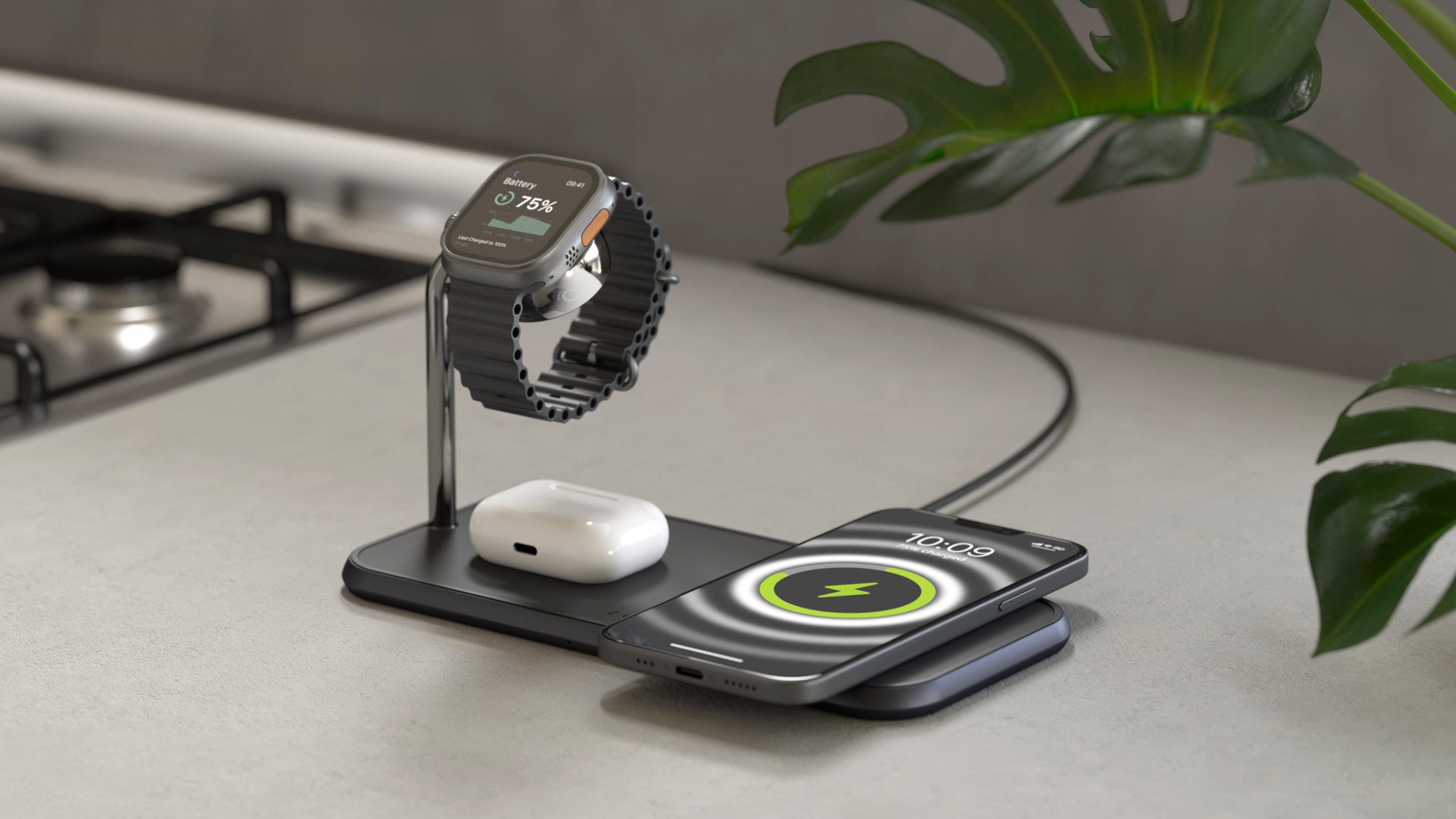 ZENS Dual+Watch Aluminium Wireless Charger 20W Magnetisch Qi Schwarz