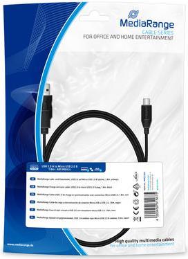 MediaRange MRCS184 USB Kabel 1,8 m 2.0 USB A Micro-USB B Schwarz (MRCS184)