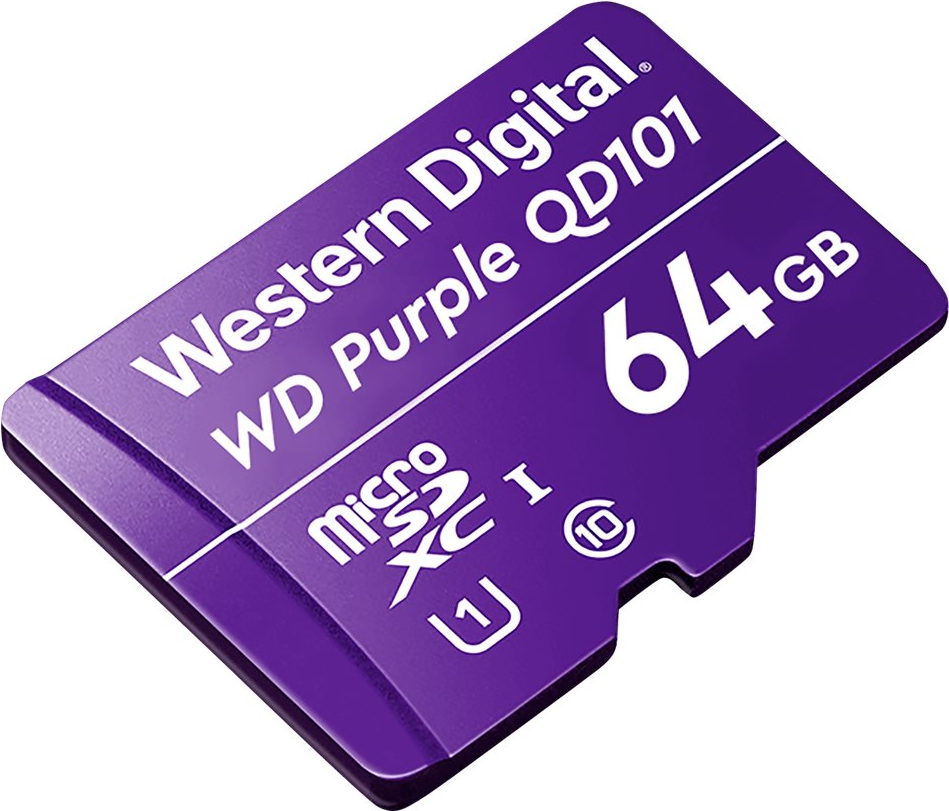 WD Purple 64GB Surveillance microSD XC Class - 10 UHS 1 (WDD064G1P0C)