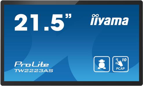 iiyama ProLite LED-Monitor 55,9 cm 22" 21.5" sichtbar feststehend Touchscreen 1920 x 1080 Full HD 1080p VA 400 cd/m² 3000:1 18 ms HDMI Lautsprecher Schwarz Matte (TW2223AS-B1)