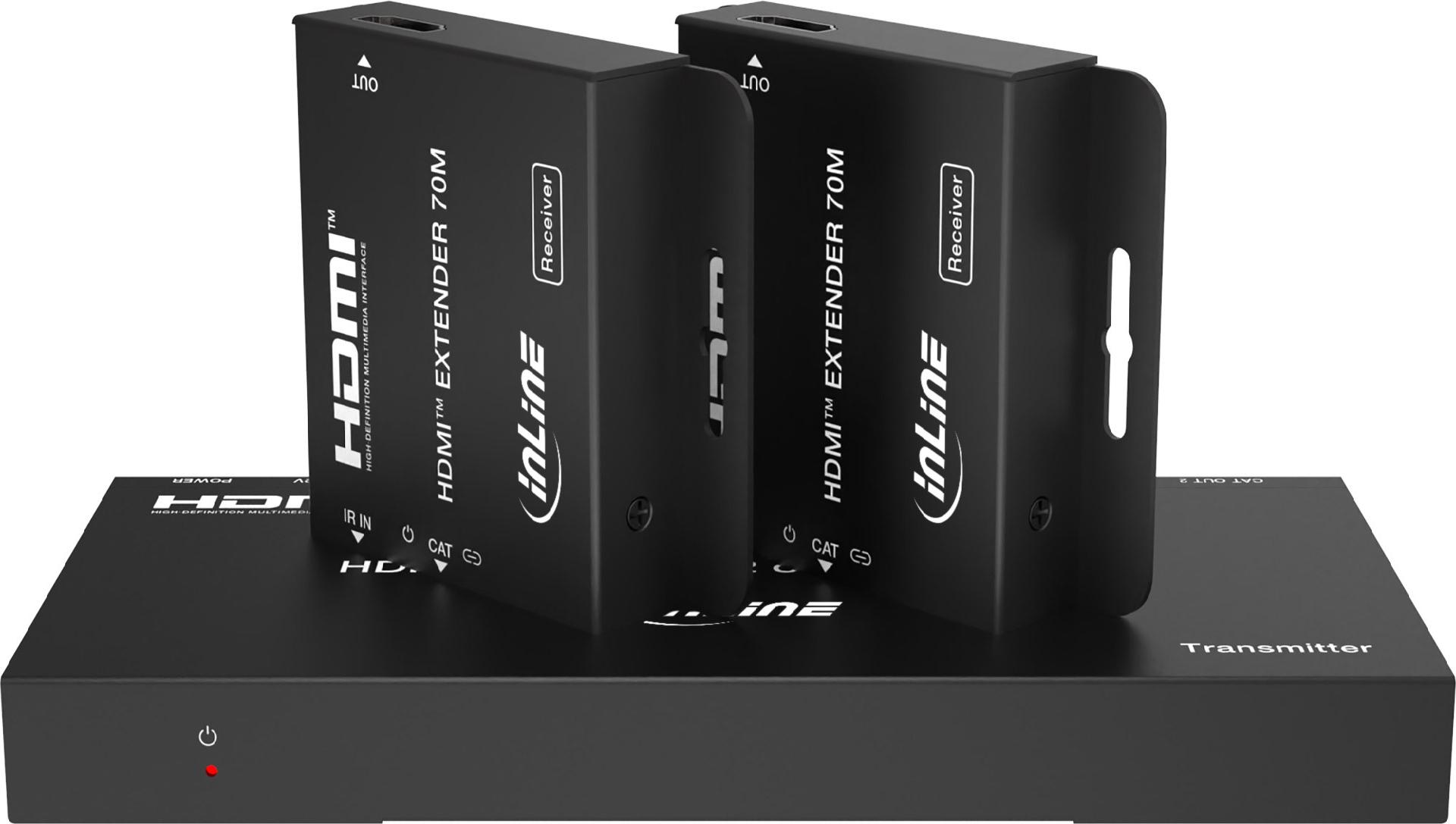 InLine® Video Splitter/Extender, 1x2, Cat.6, HDMI 4K/30Hz, Set (57886A)