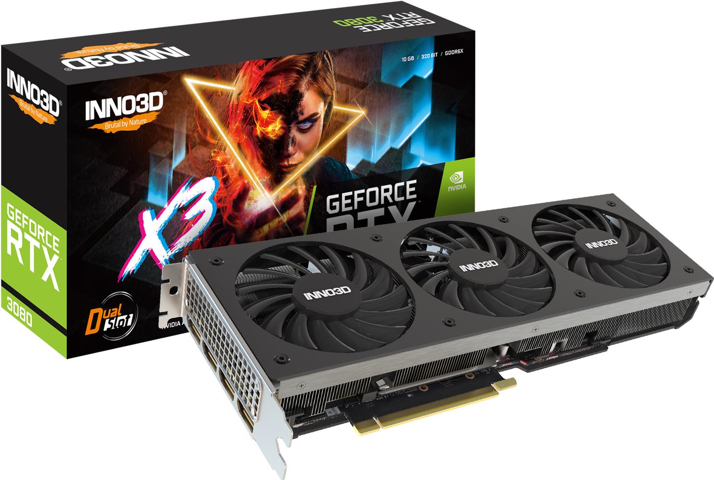 INNO3D GeForce RTX 3080 X3 LHR, 10GB GDDR6X, HDMI, 3x DP (N30803-106X-1810VA44H)