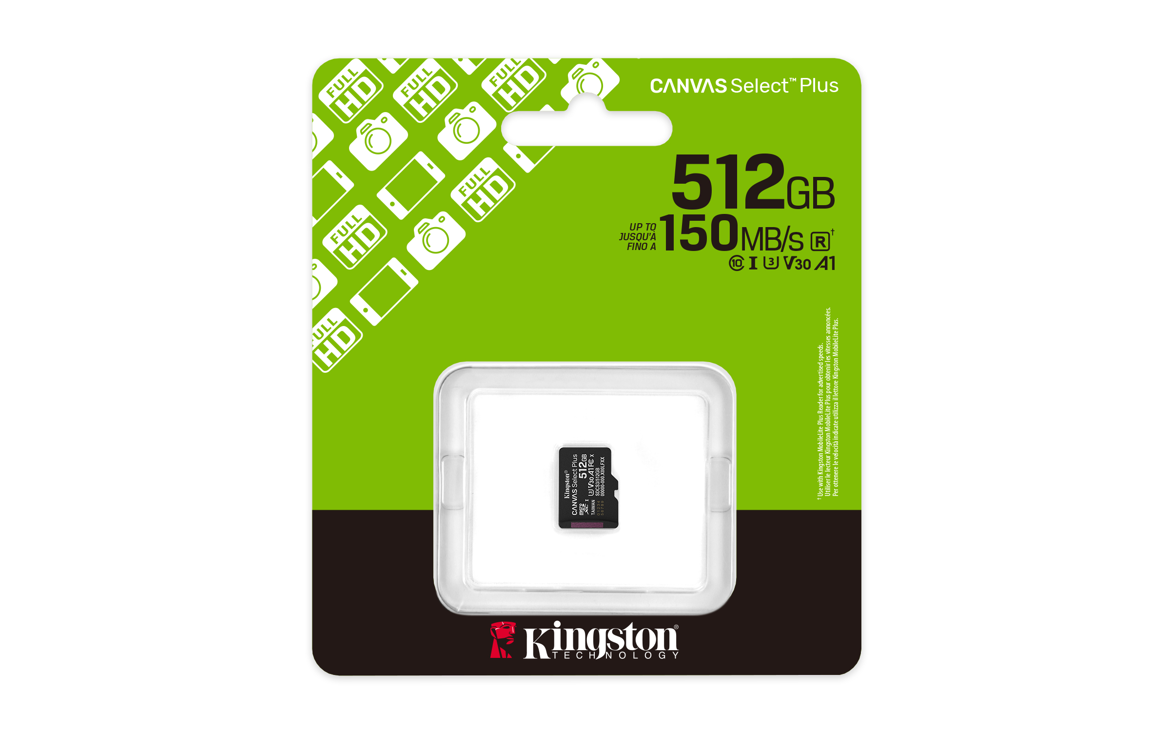 Kingston Canvas Select Plus SDCS3/512GBSP 512 GB microSDXC 150 MB/s Schwarz