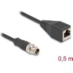 Delock M12 Kabel X-kodiert 8 Pin Stecker zu RJ45 Buchse PVC 0.5 m (60623)