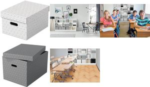 Esselte Aufbewahrungsbox Home M Mittel 3 Stueck Weiss Rechteckig Karton Grau (628283)