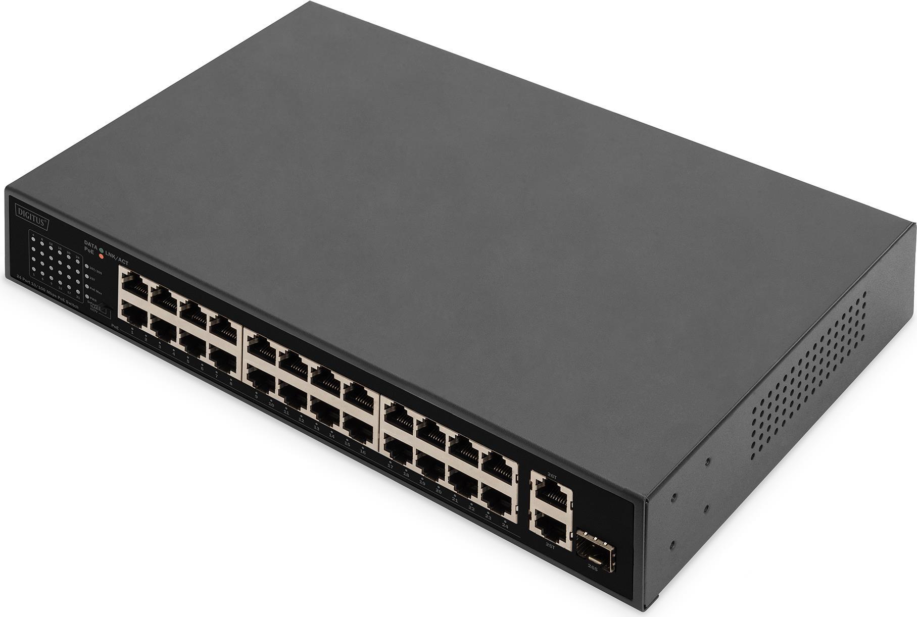 Digitus 24 Port FE PoE Switch 2 Uplink Ports (SFP / RJ45) (DN-95356)