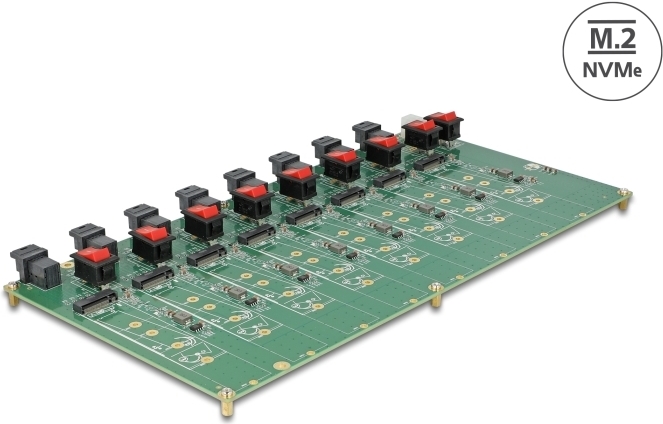 Delock M.2 Testboard für 8 x NVMe Key M SSD mit SFF-8643 Anschluss (61073)