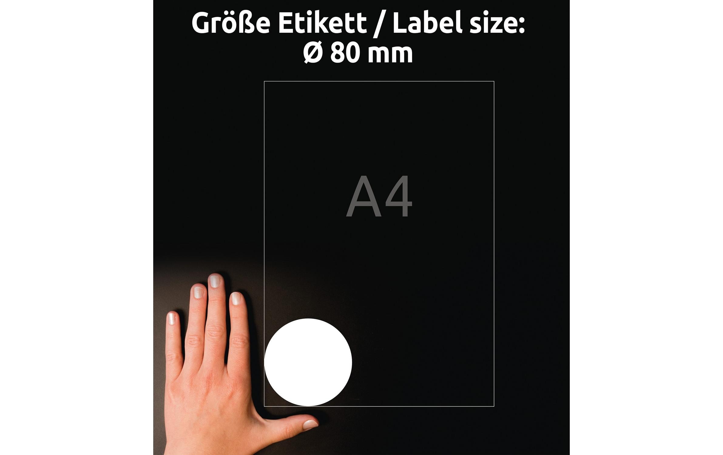 Avery Zweckform 6229-10 Etiketten Ø 80 mm Rund Permanent 60 Stück Weiß