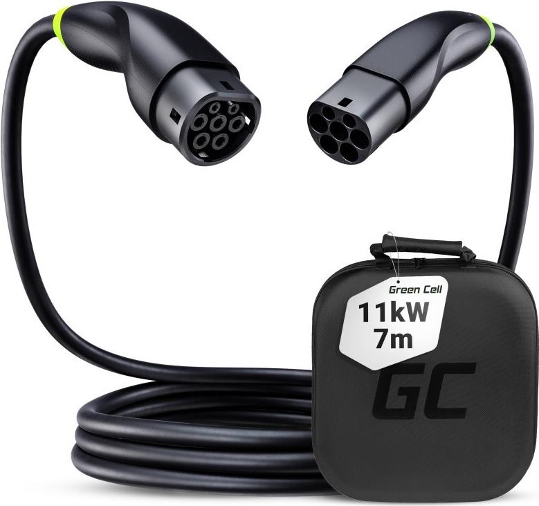 Green Cell EVKABGC02 Ladekabel für Elektrofahrzeuge Schwarz Typ 2 3 7 m
