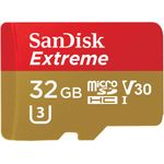MicroSDHC Extreme 32GB SanDisk Speicherkarte mit Adapter, Kapazität: 32GB (SDSQXAF-032G-GN6MA)