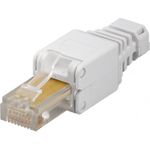 Wentronic Goobay CAT 5e UTP werkzeugfreier RJ45 Netzwerk-Stecker, Weiß - für flexible und starre Innenleiter, AWG 24-26 (68859)
