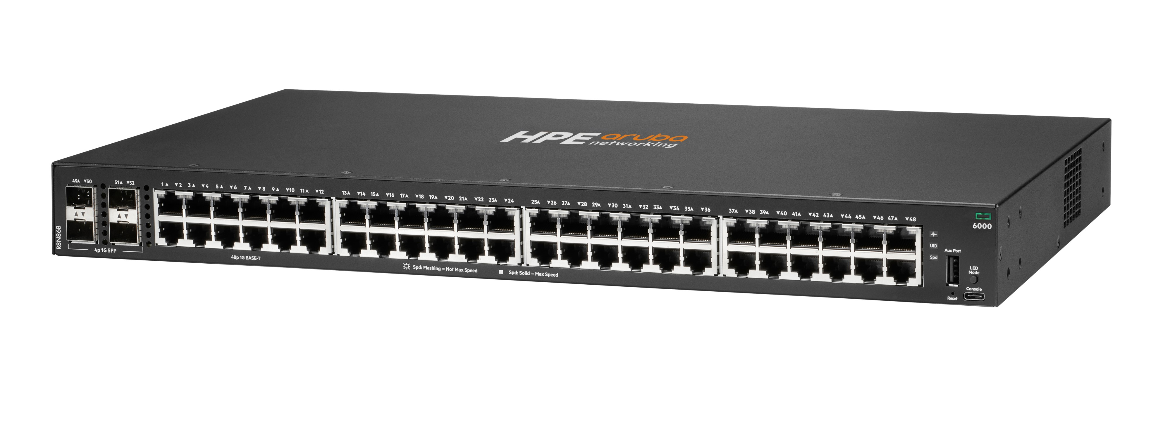 HPE Aruba CX 6000 48p 10M/100M/1G 4p SFP 1G Switch Schwarz