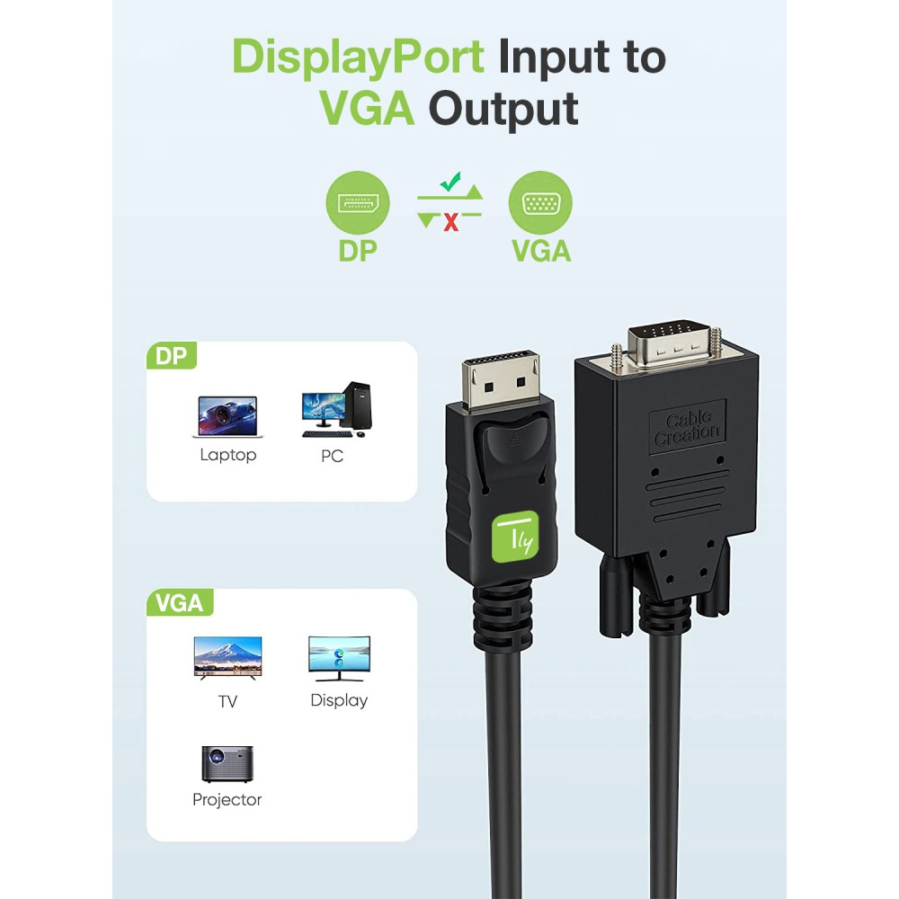 Techly DisplayPort auf VGA Konverterkabel 1,8 m Schwarz