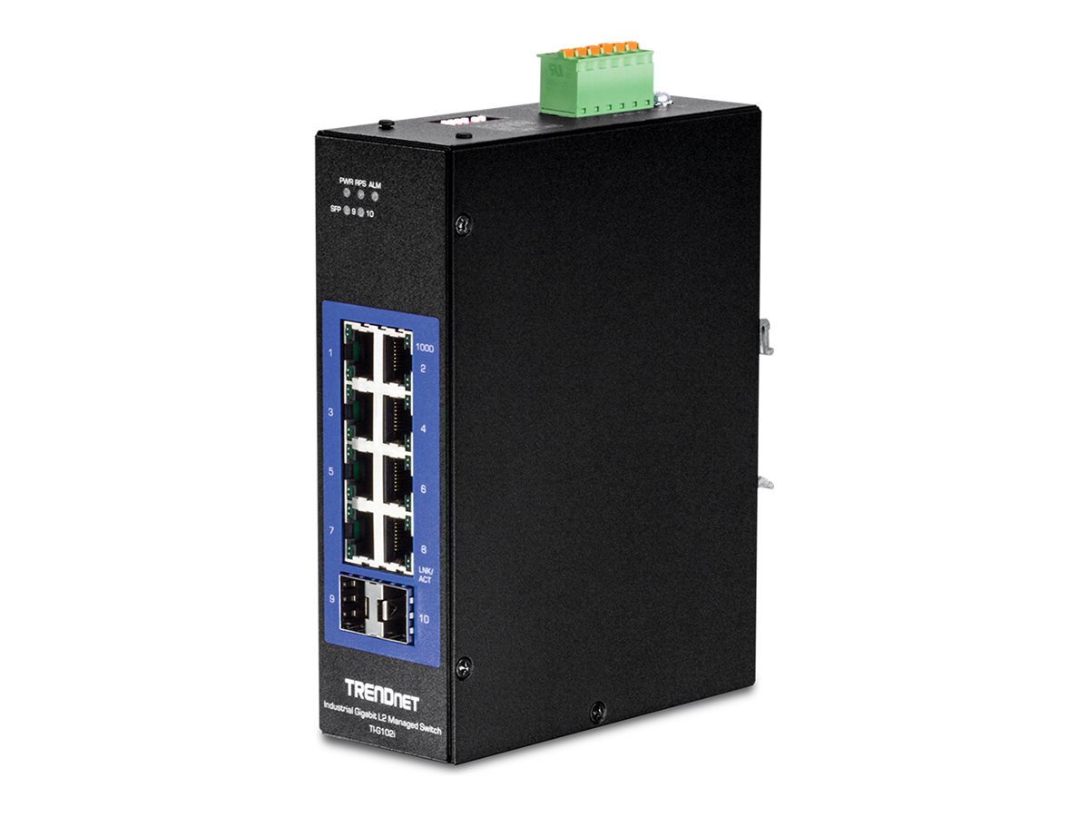 TRENDnet TI-G102I Industrial Gigabit L2 Managed 10-Port DIN-Rail Switch Schwarz