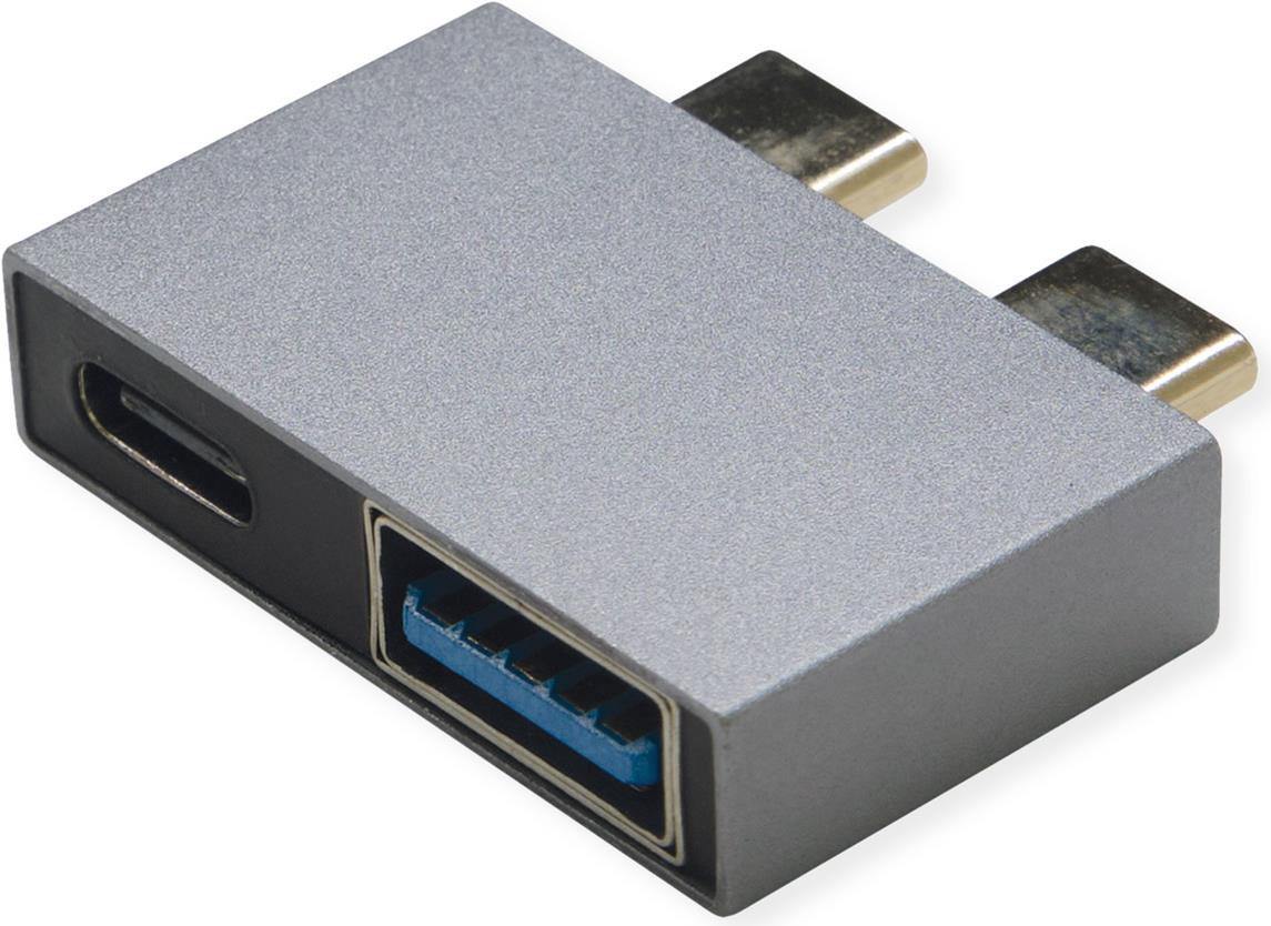 ROLINE USB 3.2 Gen 2 Adapter, 2x USB Typ C - 1x Typ A + 1x C, ST/BU, silberfarben (12.03.2946)