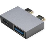 ROLINE USB 3.2 Gen 2 Adapter, 2x USB Typ C - 1x Typ A + 1x C, ST/BU, silberfarben (12.03.2946)