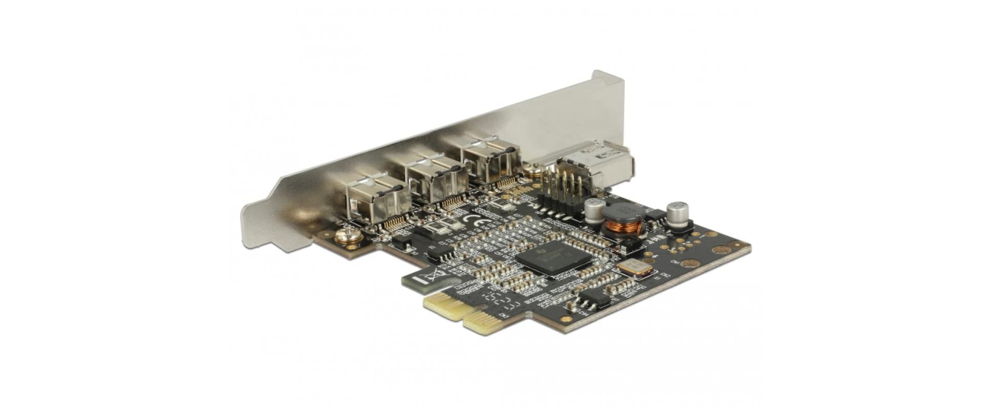 Delock FireWire-Adapter PCI Express x1 3x extern FireWire B + 1x intern FireWire A Schwarz, Silber