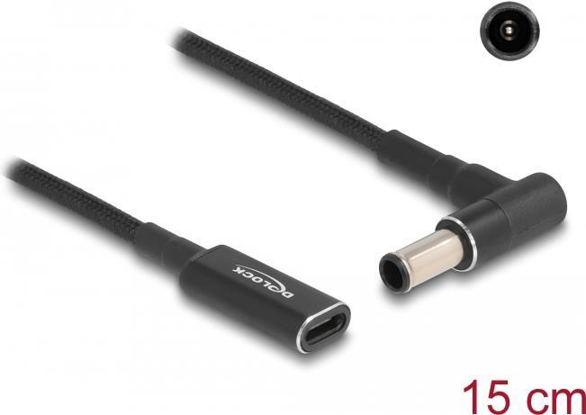 Delock Netzteil 24 pin USB-C (W) zu Gleichstromstecker 6,0 x 4,3 mm (M) gewinkelt (60043)