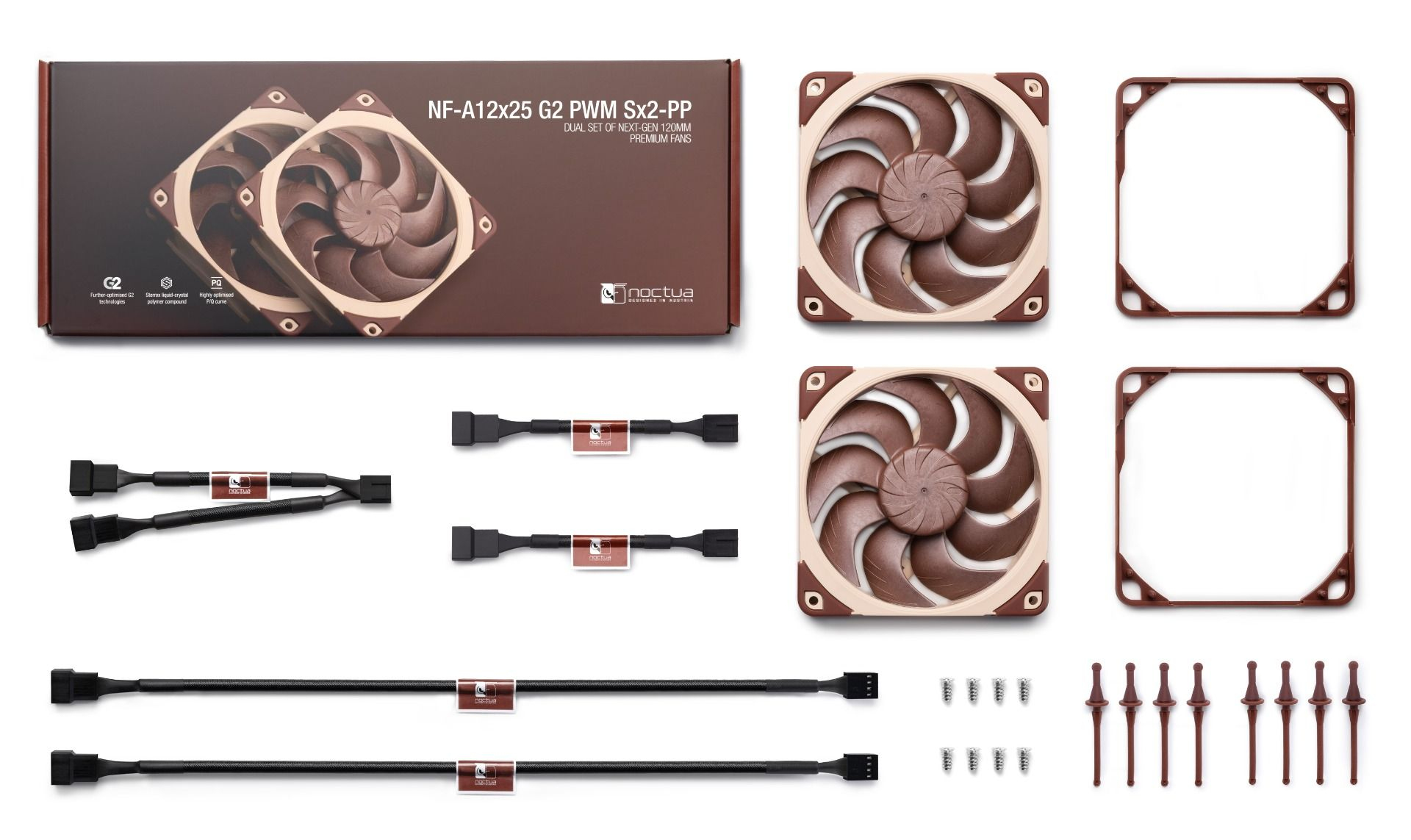 Noctua NF-A12x25 G2 PWM Sx2-PP 120 mm Gehäuselüfter Braun