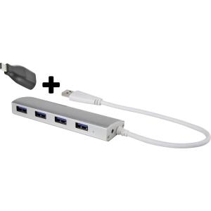 renkforce 4 Port USB 3.0-Hub USB Type-C™-Stecker mit Aluminiumgehäuse Aluminium (RF-4243404)