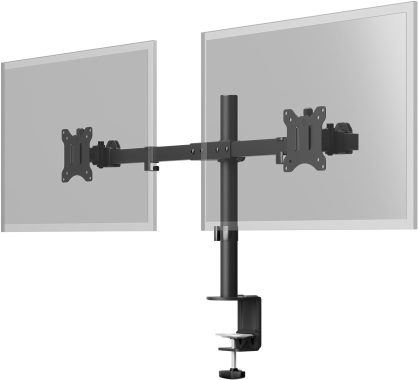 Goobay Doppel-Monitorhalterung Fix für 2 Monitore 17"–32" Tischmontage Schwarz
