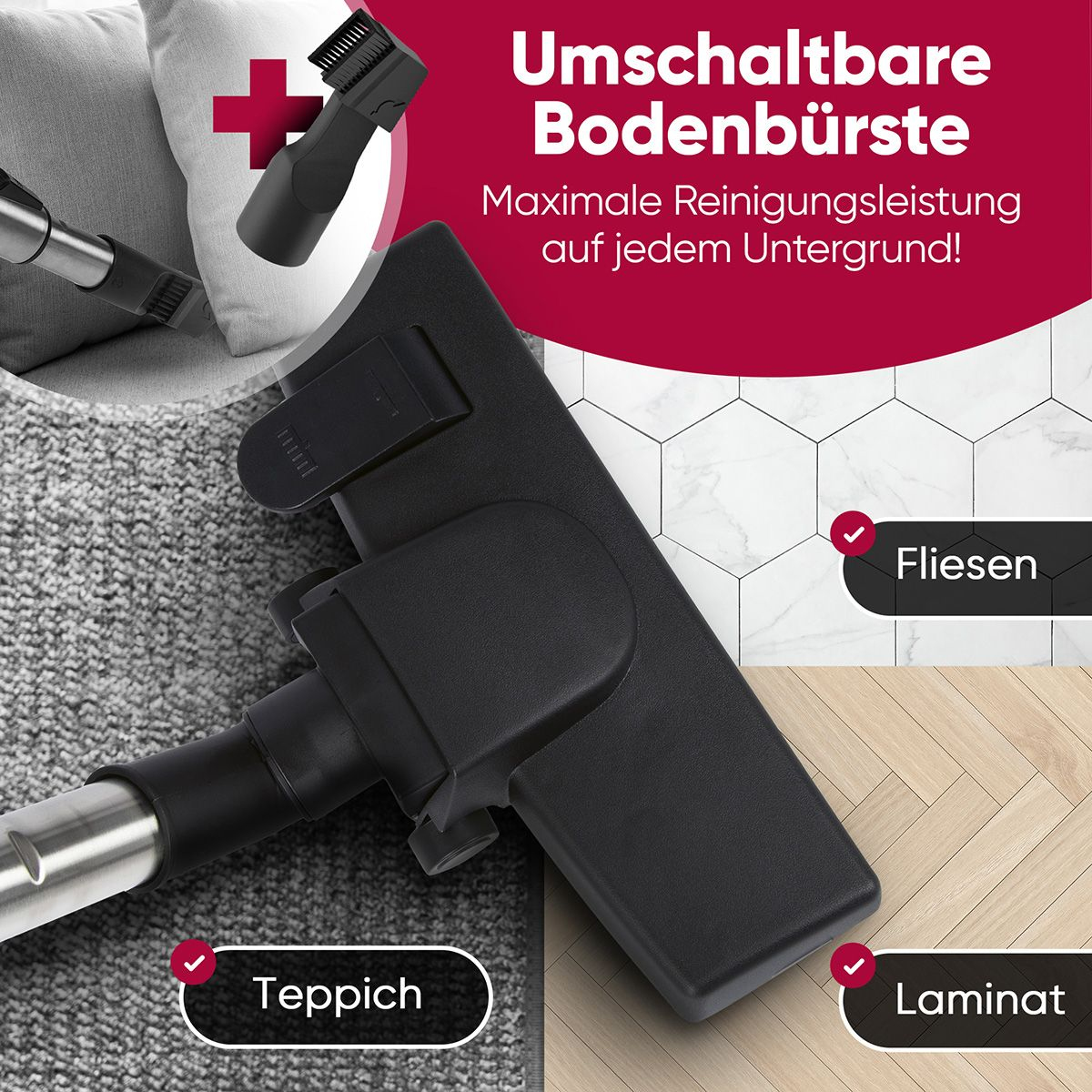 Clatronic Profi-Care PC-BS 3141 Bodenstaubsauger 700 W HEPA Anthrazit Rot