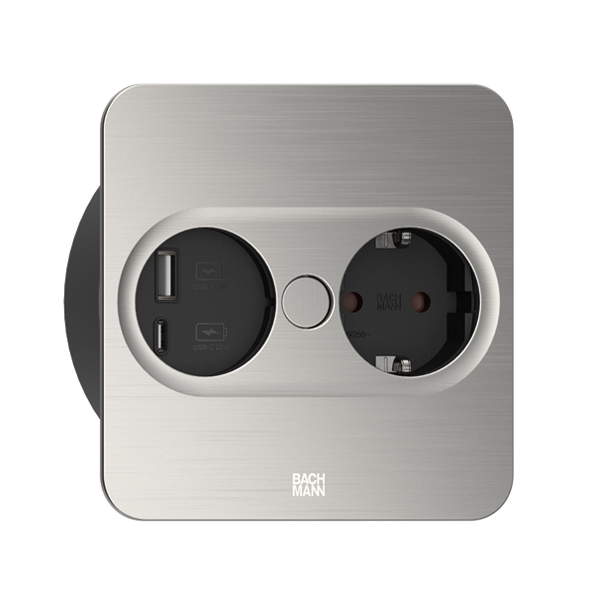 Bachmann TWIST 2 946.005 Steckdose Schutzkontakt USB-A USB-C Schwarz