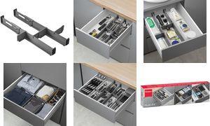 metaltex Schubladen-Organizer Multi-Fit, ABS, grau Schubaldeneinteiler, bestehend aus 2 verstellbaren Längs - 1 Stück (363228000)