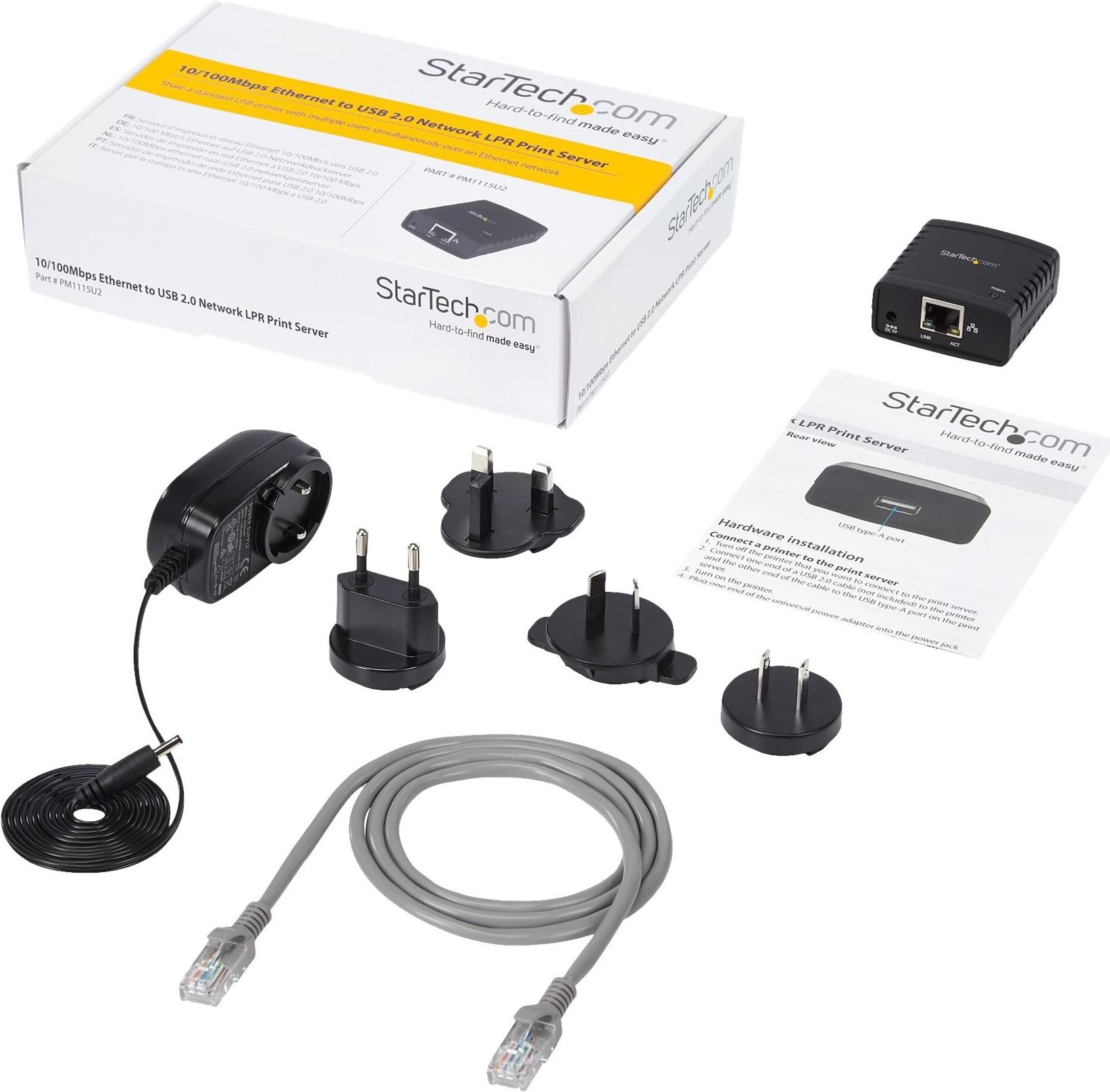 Startech PM1115U2 10/100 Mbit/s Ethernet USB 2.0 Druckserver Schwarz