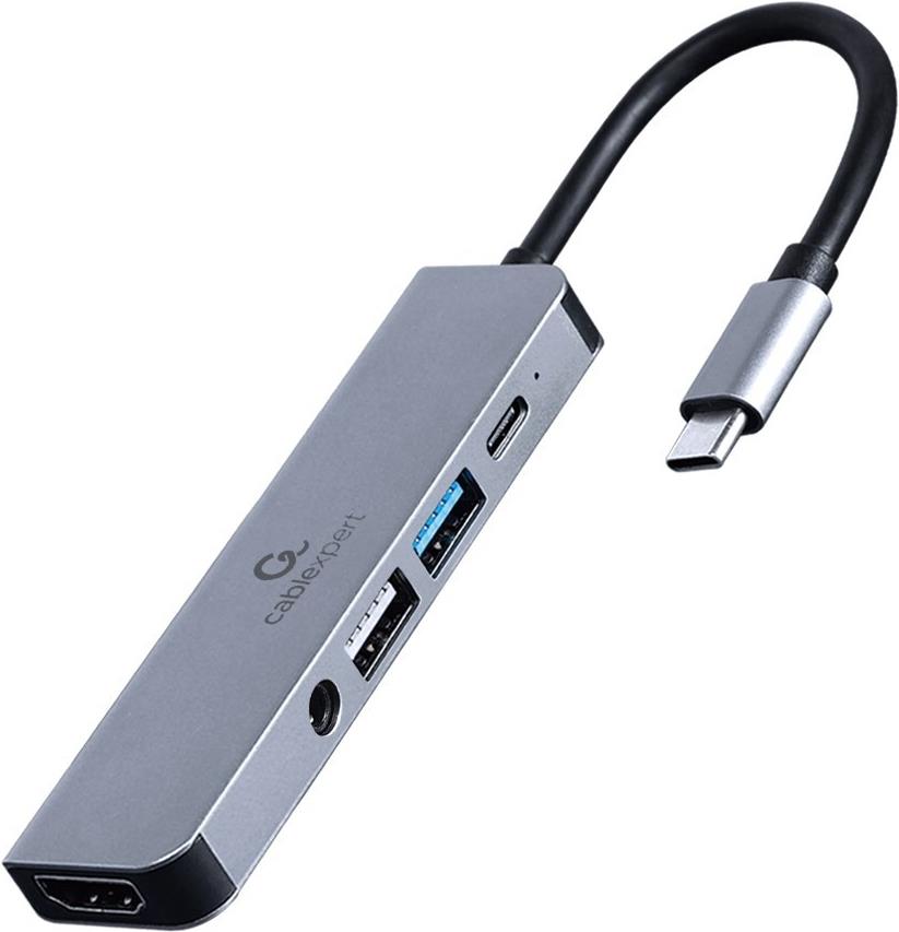 Gembird Cablexpert A-CM-COMBO5-02 Dockingstation USB-C 3.1 HDMI Silber