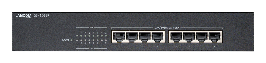 Lancom GS-1208P Unmanaged PoE+ Gigabit Switch 8 x 10/100/1000 Schwarz