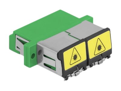 Delock LWL Kupplung LC Quad Buchse zu LC Quad Buchse Singlemode mit Laserschutzklappe Grün