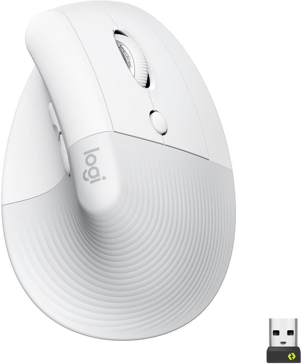 Logitech Lift Vertical Ergonomic Maus Bluetooth 2.4 GHz 4000 DPI 6 Tasten Off-White