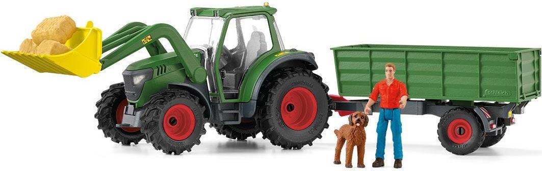 schleich Farm World Traktor mit Anhänger. Produkttyp: Traktor, Empfohlenes Alter in Jahren (mind.): 3 Jahr(e), Empfohlenes Alter in Jahren (max.): 8 Jahr(e), Produktfarbe: Schwarz, Grün, Rot, Gelb (42608)