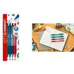 STABILO Druckkugelschreiber pointball colorful, 4er Etui rutschfeste Griffzone, mit weicher Kugelschreiberpaste - 1 Stück (6033/4)