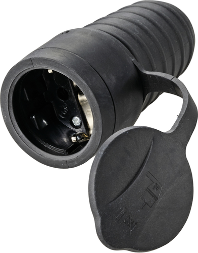 Sygonix SY-5806882 Schutzkontaktkupplung Gummi 250 V/AC Schwarz IP44 (SY-5806882)