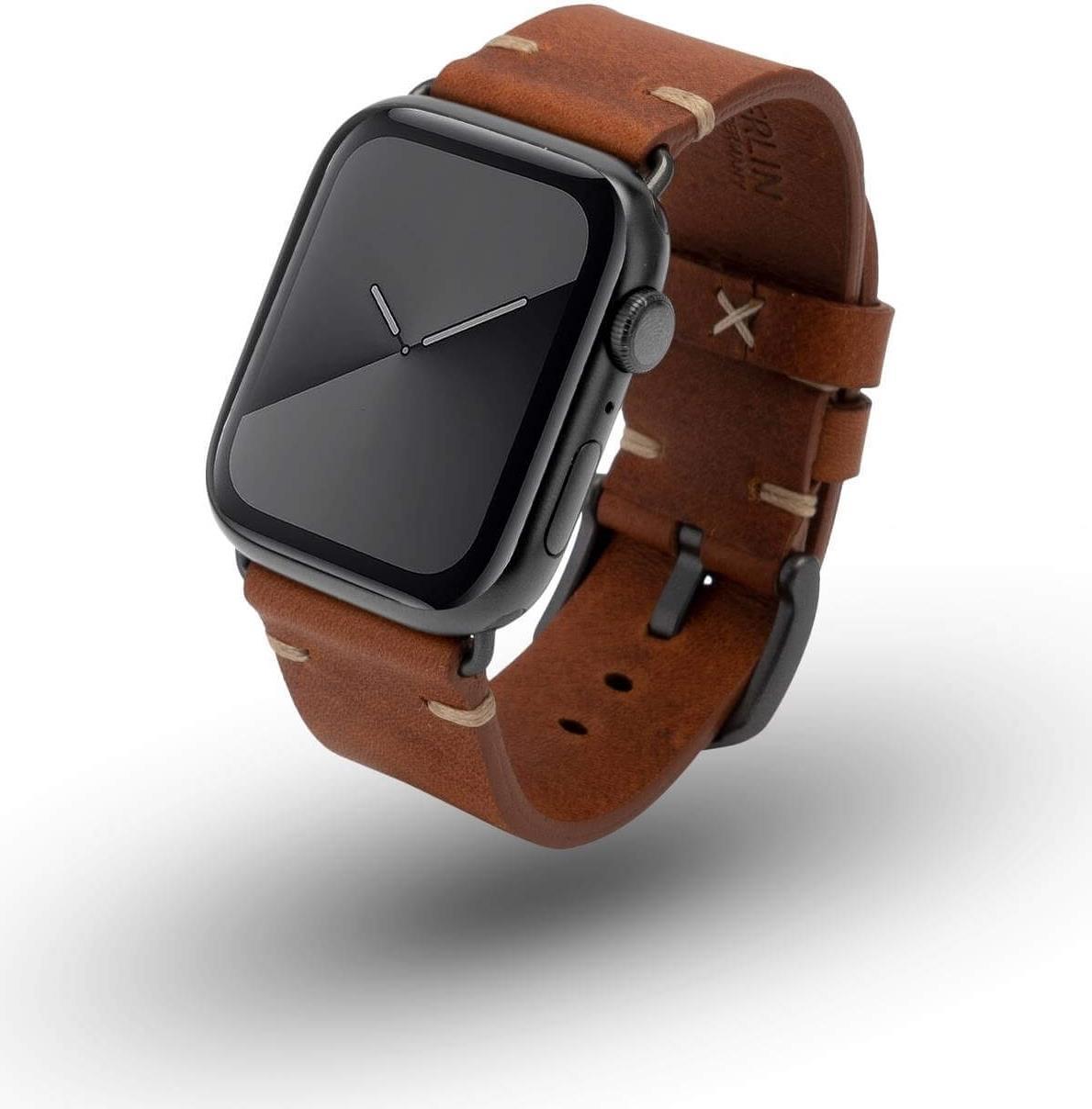JT Berlin Watchband Alex II Vintage | Apple Watch Ultra/42/44/45mm | braun - Aluminium space grau | M | 10825 (10825)