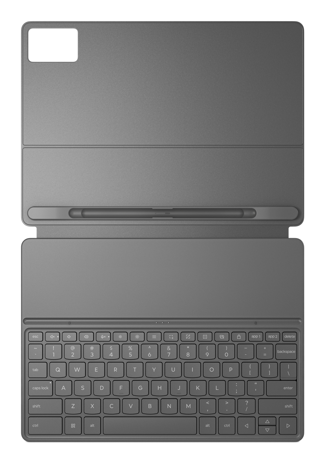 Lenovo Idea Tab Plus ZG38C07508 Tastatur und Foliohülle Pogo Pin Grau, Luna Grey