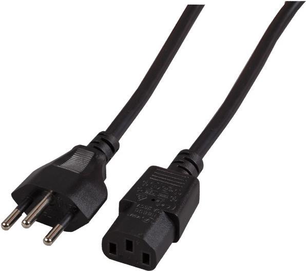 EFB-Elektronik Netzleitung Schweiz Typ 12 - C13 180°, schwarz, 2,0 m, 3 x 0,75 mm² Hersteller: EFB Elektronik (EK537.2V3)