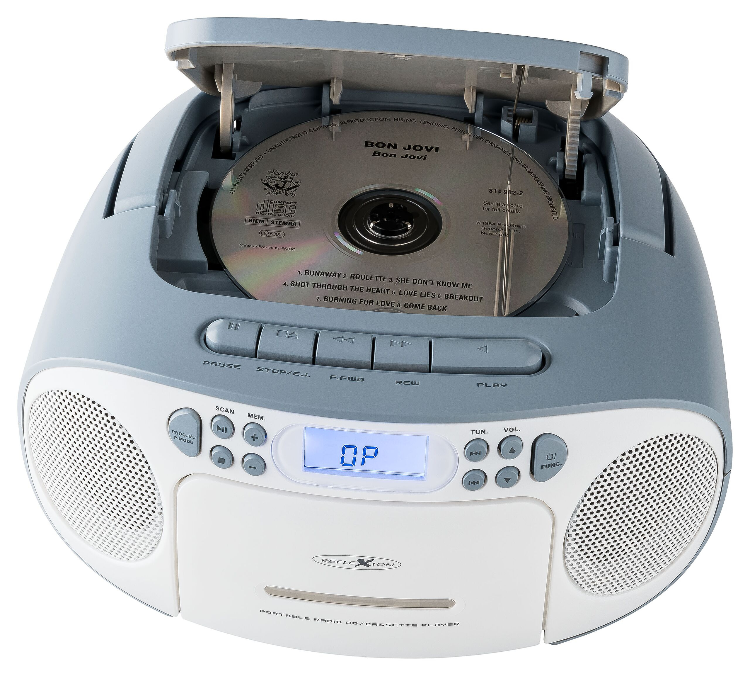 Reflexion RCR2260 Tragbarer CD-Player mit FM-Radio PLL 20 W Weiss Blau