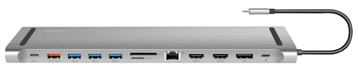 LogiLink UA0411 USB 3.2 Gen2 Docking Station 12-Port USB-C PD Silber (UA0411)