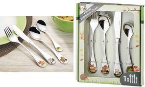 Esmeyer 4-teiliges Kinderbesteck FOREST, Edelstahl 18/10 hochglanzpoliert, Materialstärke: 2,5 mm, mit farbigen - 1 Stück (101-046)