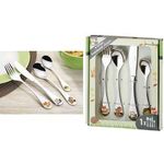 Esmeyer 4-teiliges Kinderbesteck FOREST, Edelstahl 18/10 hochglanzpoliert, Materialstärke: 2,5 mm, mit farbigen - 1 Stück (101-046)