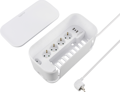 Sygonix SY-6118238 Steckerbox mit Steckdosenleiste 5fach Weiß Schutzkontakt 1 St. (SY-6118238)