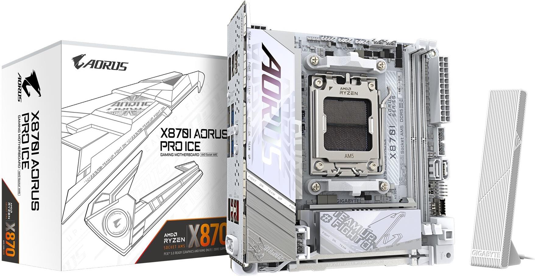 Gigabyte AORUS X870I AORUS PRO ICE Mainboard Mini-ITX Sockel AM5 AMD X870 Weiß