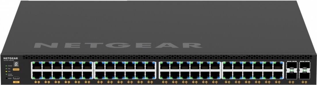 Netgear M4350-48G4XF (GSM4352)-48x1G PoE+ (236W base, up to 1,440W) and 4xSFP+ Managed Switch (GSM4352-100NES)